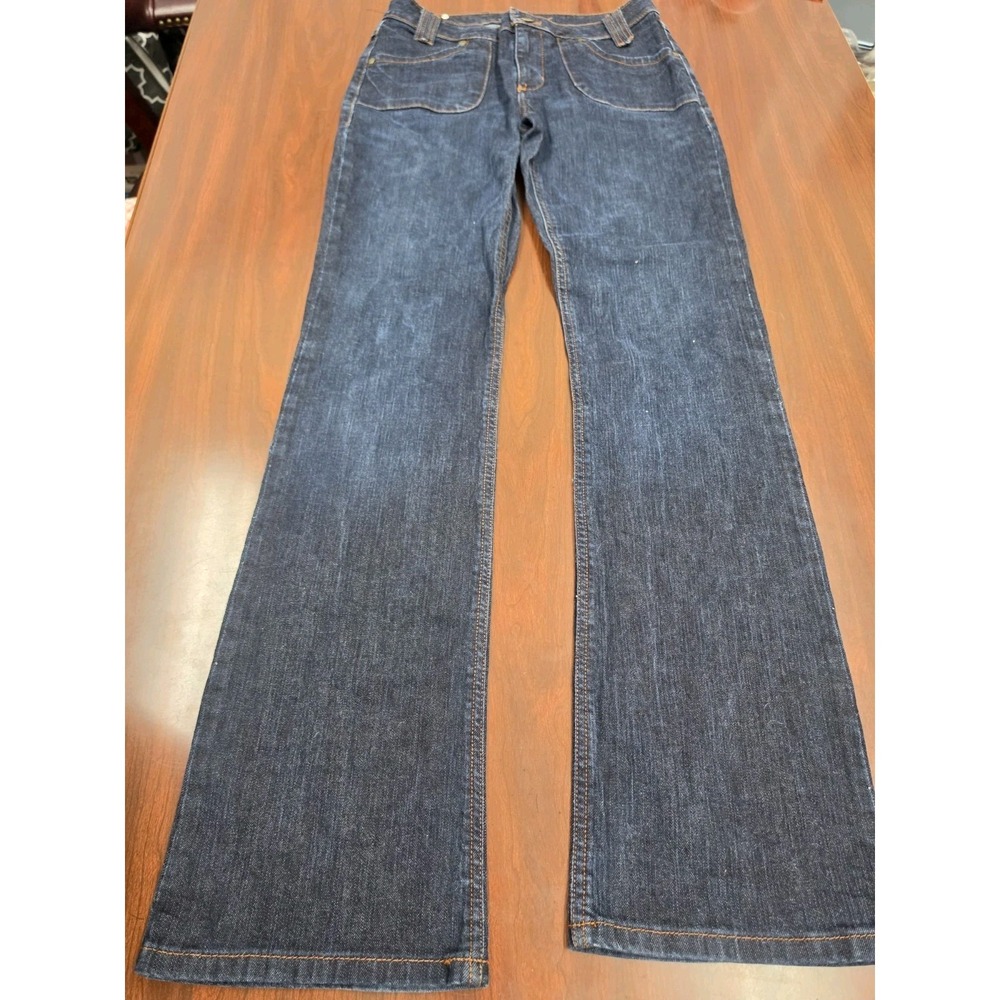 PZI Jeans Size 8 Women Curvy Fit Dark Wash Flare Bootcut Flap Pocket Stretch